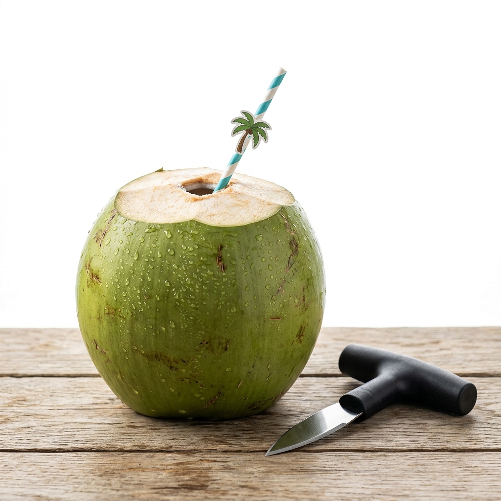 Dab Opener on Whole Green Coconut